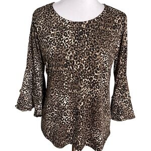 Anna Morgan Elegant Animal Print Bell Sleeve Blouse